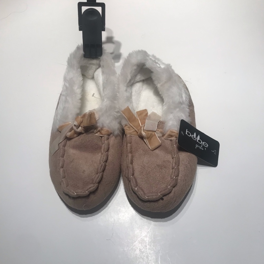 Little girls Bebe moccasin style slippers